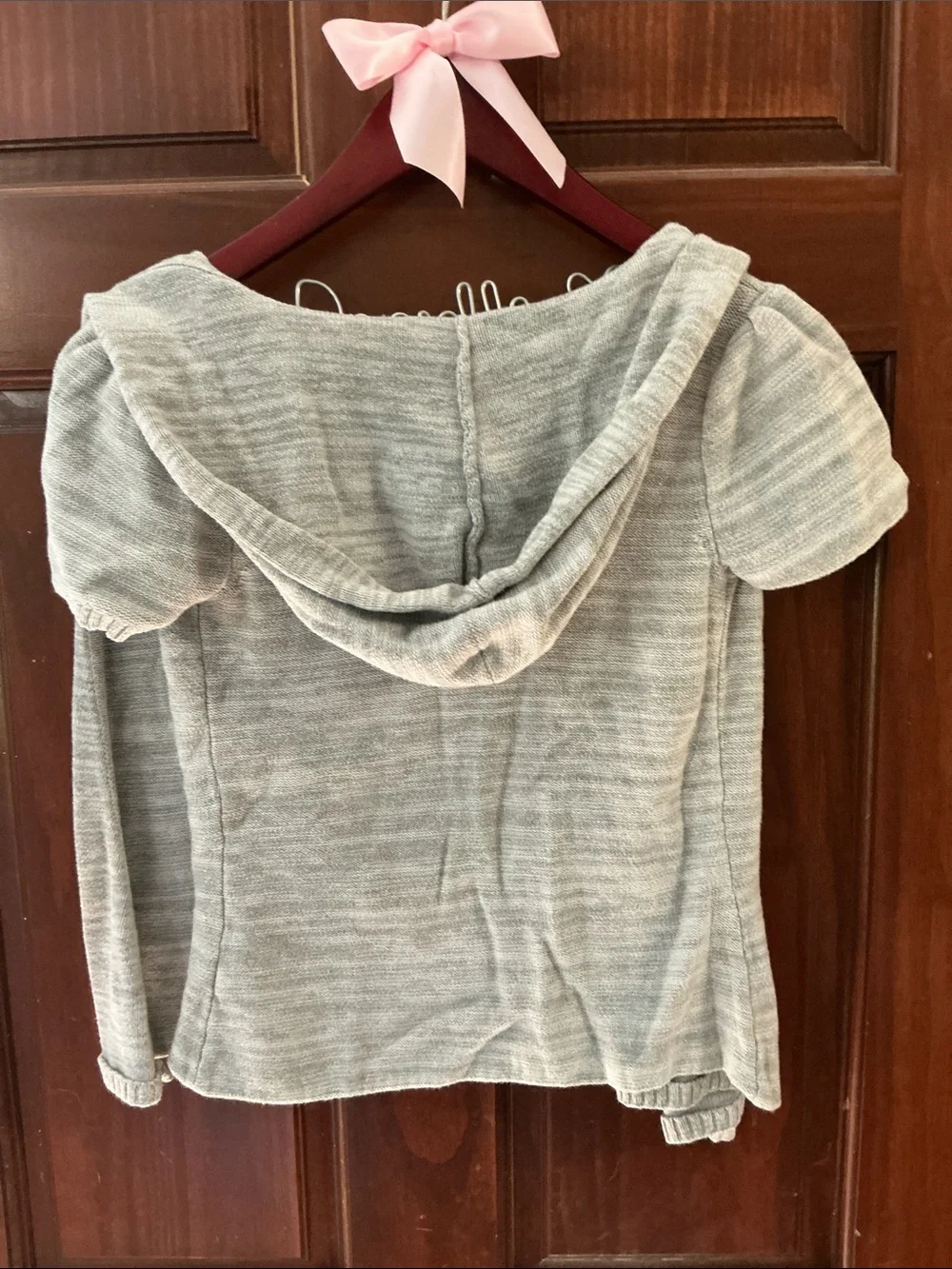 Justice Light Gray Short-Sleeve Hooded Cardigan